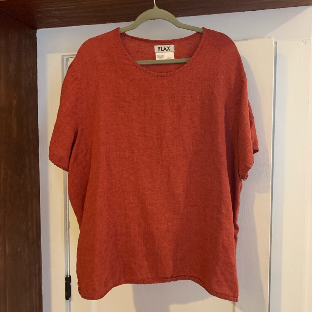 red flax linen top